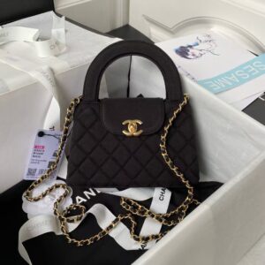 Chanel AS4416 Mini Shopping Bag Velvet and Black Calfskin Gold-Tone Metal Black