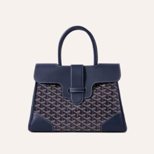 Goyard Saigon Tote Navy Blue Goyardine Canvas Palladium Hardware