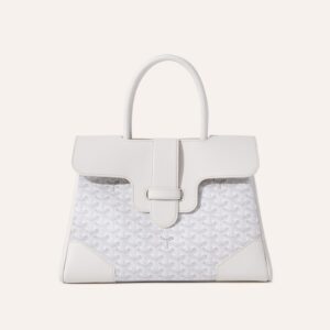 Goyard Saigon Tote White Goyardine Canvas Palladium Hardware
