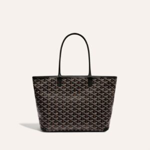 Goyard Goyardine Artois Tote PM Black Canvas & Chevroches Calfskin Palladium Hardware