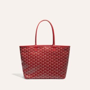Goyard Goyardine Artois Tote PM Red Canvas & Chevroches Calfskin Palladium Hardware