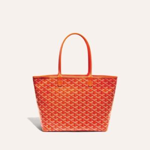 Goyard Goyardine Artois Tote PM Orange Canvas & Chevroches Calfskin Palladium Hardware