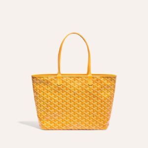 Goyard Goyardine Artois Tote PM Yellow Canvas & Chevroches Calfskin Palladium Hardware