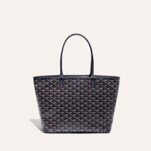 Goyard Goyardine Artois Tote PM Navy Blue Canvas & Chevroches Calfskin Palladium Hardware