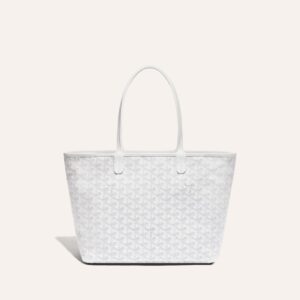 Goyard Goyardine Artois Tote PM White Canvas & Chevroches Calfskin Palladium Hardware