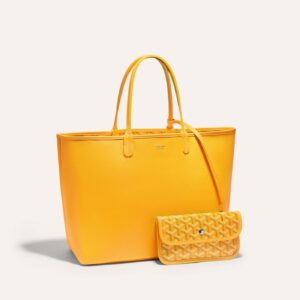 Goyard Goyardine Yellow Anjou PM Reversible Tote Palladium Hardware