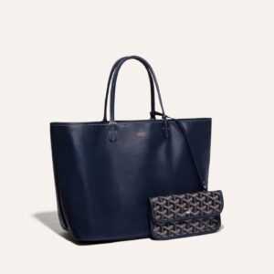 Goyard Goyardine Navy Blue Anjou PM Reversible Tote Bag Palladium Hardware