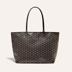 Goyard Artois Tote MM Black Goyardine Canvas & Chevroches Calfskin Palladium Hardware