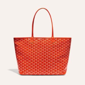 Goyard Artois Tote MM Orange Goyardine Canvas & Chevroches Calfskin Palladium Hardware