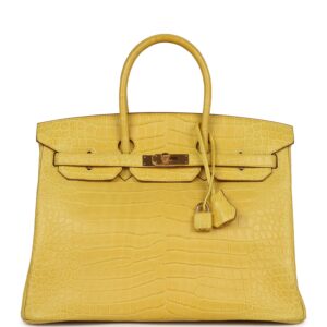 Hermès Birkin 35 Mimosa Matte Porosus Crocodile Gold Hardware