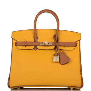 Hermès Special Order (HSS) Birkin 25 Jaune Ambre and Gold Togo Permabrass Hardware
