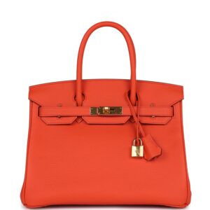 Hermès Birkin 30 Orange Poppy Clemence Gold Hardware