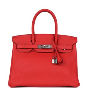 Hermès Birkin 30 Rouge Tomate Clemence Palladium Hardware