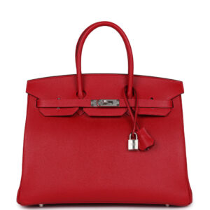 Hermès Birkin 35 Rouge Casaque Epsom Palladium Hardware