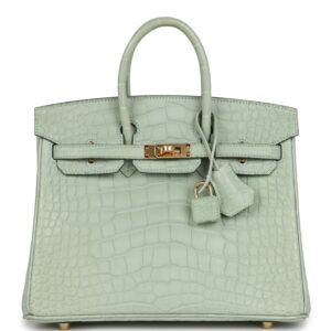 Hermès Birkin 25 Vert D'Eau Matte Alligator Gold Hardware