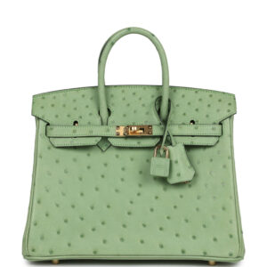 Hermès Birkin 25 Vert Criquet Ostrich Gold Hardware