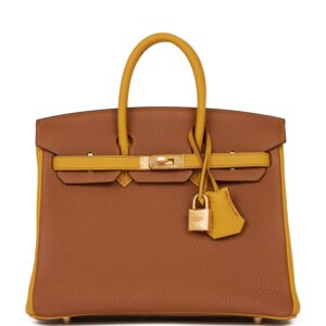 Hermès Special Order (HSS) Birkin 25 Gold and Jaune Ambre Togo Brushed Gold Hardware