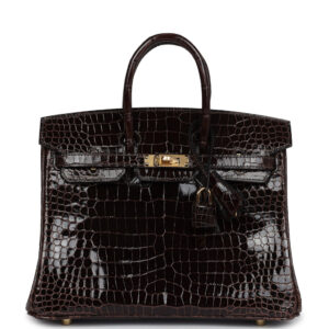 Hermès Birkin 25 Macassar Shiny Porosus Crocodile Gold Hardware