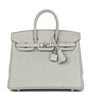 Hermès Birkin 25 Gris Perle Ostrich Palladium Hardware