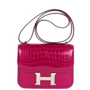 Hermès Constance 18 Rose Pourpre Shiny Alligator Palladium Hardware