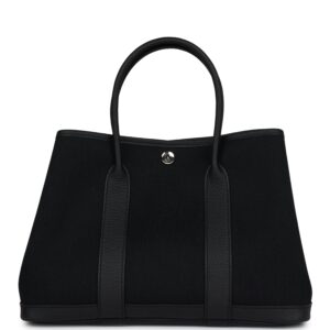 Hermès Garden Party 30 Black Toile and Negonda Palladium Hardware