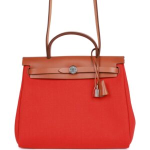 Hermès Herbag Zip PM 31 Capucine Toile H Berline Vache Fauve Hunter Naturel Palladium Hardware