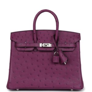 Hermès Birkin 25 Anemone Ostrich Palladium Hardware