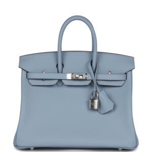 Hermès Birkin 25 Bleu Lin Swift Palladium Hardware