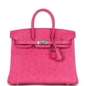 Hermès Birkin 25 Rose Tyrien Ostrich Palladium Hardware