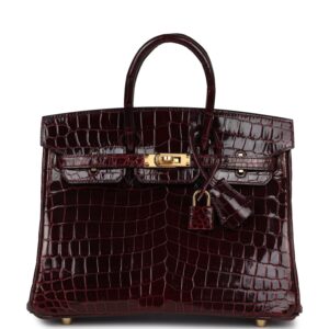 Hermès Birkin 25 Bordeaux Shiny Niloticus Crocodile Gold Hardware