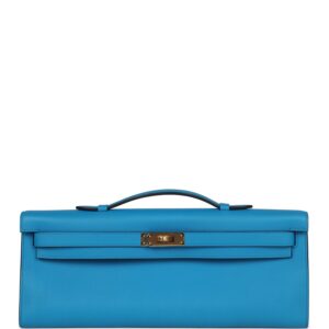Hermès Kelly Cut Bleu Zanzibar Swift Gold Hardware