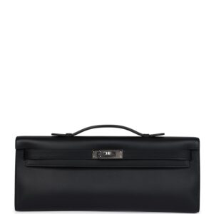 Hermès Kelly Cut Black Swift Palladium Hardware