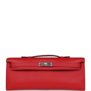 Hermès Kelly Cut Rouge Casaque Swift Palladium Hardware
