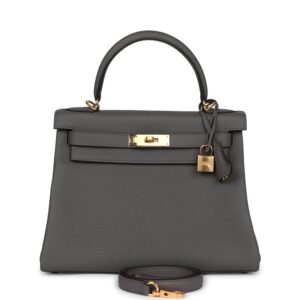 Hermès Kelly Retourne 28 Etain Togo Gold Hardware