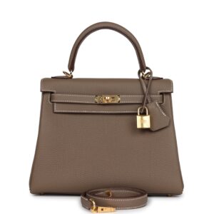 Hermès Kelly Retourne 25 Etoupe Togo Gold Hardware