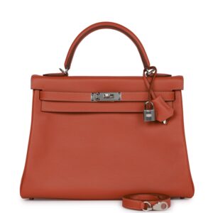 Hermès Kelly Retourne 32 Blush Verso Evercolor Palladium Hardware