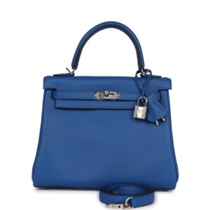 Hermès Kelly Retourne 25 Bleu France Swift Palladium Hardware