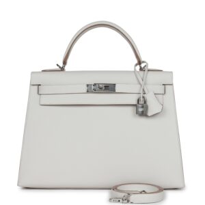 Hermès Kelly Sellier 32 Gris Pale Epsom Palladium Hardware
