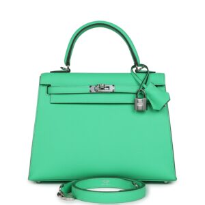 Hermès Kelly Sellier 25 Vert Comics Epsom Palladium Hardware