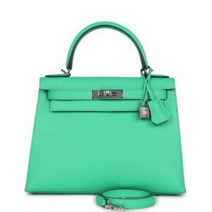 Hermès Kelly Sellier 28 Vert Comics Epsom Palladium Hardware