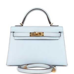 Hermès Kelly Sellier 20 Bleu Brume Epsom Gold Hardware