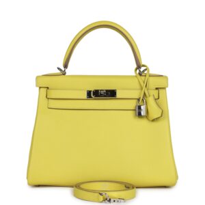 Hermès Kelly Retourne 28 Lime Evercolor Palladium Hardware