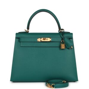 Hermès Kelly Sellier 28 Malachite Epsom Gold Hardware