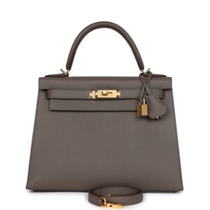 Hermès Kelly Sellier 28 Etain Epsom Gold Hardware