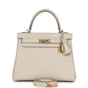 Hermès Kelly Retourne 25 Craie Togo Gold Hardware