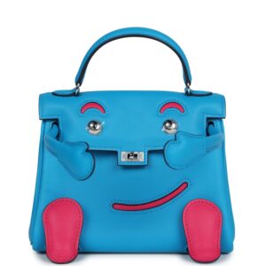 Hermès "Quelle Idolle" Kelly Doll Bleu Frida and Rose Extreme Swift Palladium Hardware