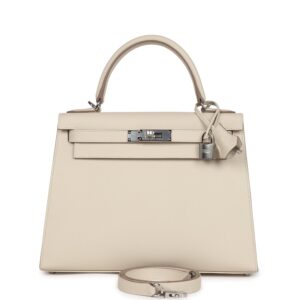 Hermès Kelly Sellier 28 Craie Epsom Palladium Hardware