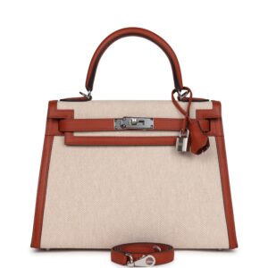 Hermès Kelly Sellier 28 Cuivre Swift and Ecru Toile H Palladium Hardware