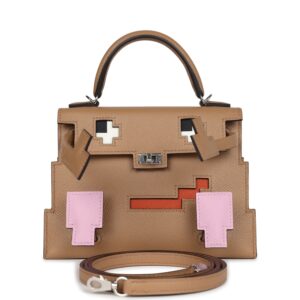 Hermès "Quelle Idolle" Picto Kelly Doll Chai/Mauve Sylvestre/Bleu Celeste/Terre Battue Epsom Palladium Hardware