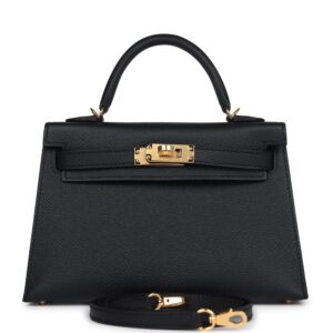 Hermès Kelly Sellier 20 Black Epsom Gold Hardware